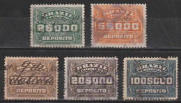 Revenue/ Fiscaux, Brazil 1920 - Depósito, Receita Fiscal -|- 2$000, 5$000, 10$000, 20$000, 100$000 - Service