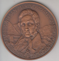 Repubblica Di San Marino - Coniazione Ufficiale In Onore Di Alessandro Manzoni Nel Centenario Della Morte 1973 In Bronzo - Altri & Non Classificati