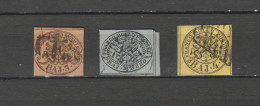 3 TIMBRES ANCIENS ETATS DE L'EGLISE OBLITERES DE 1852   Cote : 105 € - ...-1929 Préphilatélie