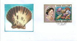 Cook Islands, îles COOK : Coquillages Polynésiens,  Timbre $ 4,00 Sur Lettre Cook Island - Conchas