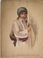 Aquarelle.- "Jeune Homme Berbère à La Lance". Signée Illisible Au Bas M.F. Attribué Atelier Flournoy 1900 - Aquarel