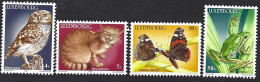 Luxembourg 1985; Endangered Animals, Animali In Via Di Estinzione; Felis Silvestris, Owl, Butterfly, Frog. Complete Set. - Chats Domestiques