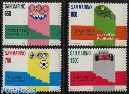 San Marino 1989 Sports 4v, Mint NH, Sport - Autosports - Football - Sport (other And Mixed) - Tennis - Nuevos
