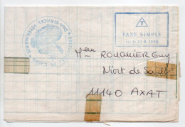 - Lettre PRÉFECTURE DE L'AUDE Pour AXAT (Aude) - TAXE SIMPLE Loi Du 20-8-1888 - - Cartas Civiles En Franquicia