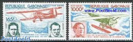 Gabon 1980 Atlantic Traverse 2v, Mint NH, Transport - Aircraft & Aviation - Nuevos