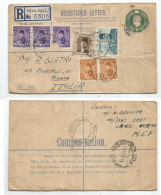 UK MEF Middle East Forces 13jun1946 Reg. PSE 3d From FPO 655 Cairo + Egypt 7stamps X 85mills 13jun To Italy 17/19jun - Luftpost & Aerogramme