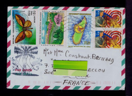 Gc8436 Rep.D. MALAGASY MUSIC (Bill Clinton +Louis Armstrong) /fleurs Flora JACARANDÁS Butterflies Papillons Mail LUCHEUX - Vlinders