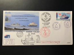 Lettre "Bateaux - Marion Dufresne" 10/02/2016 - 752 - TAAF - Crozet - Marine Nationale - Fregate Nivôse - Storia Postale