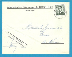 924 Op Brief ADMINISTRATION COMMUNALE De BOSSIERE Met Stempel MAZY - 1953-1972 Bril