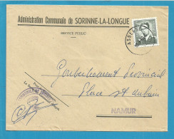 924 Op Brief ADMINISTRATION COMMUNALE De SORINNE-LA-LONGUE Met Stempel ASSESSE - 1953-1972 Lunettes