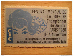 Paris 1960 Coiffure Hairdressing Tour Eiffel Poster Stamp - Autres & Non Classés