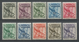SPM MIQUELON 1938 Taxe N° 32/41 ** Neufs MNH Superbes C 27 € Faune Poissons Fishes Morue Pêche Fishing - Portomarken