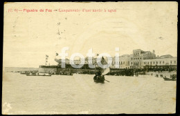 1919 POSTCARD CAIS NAVIO BARCO FIGUEIRA DA FOZ COIMBRA PORTUGAL POSTAL CARTE POSTALE STAMPED TIMBRE - Coimbra