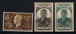 Inde - YV 233 + 234 & 235 N** MNH Luxe , Entraide & Eboué , Cote 6 Euros - Unused Stamps
