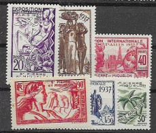 SPM Mh * Complete Set  1937 18 Euros But 90c (is **) With 1 Short Perf - Nuevos
