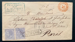 España Mayo 1880. Barcelona A Paris. Sobre Certificado. Lacres Dorso - Storia Postale