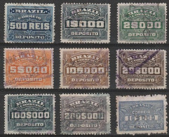 Revenue/ Fiscaux, Brazil 1920 - Depósito, Receita Fiscal -|- 9 Val. - Dienstzegels