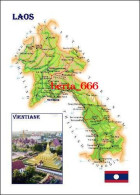 Laos Country Map New Postcard * Carte Geographique * Landkarte - Laos