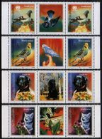 Croatia 1997 Serbian Krajina Fauna Pets Dogs Cats Parrot Pigeon, Middle Row MNH - Kroatien