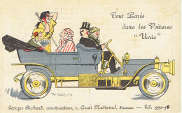 Carte Illustrée Automobile Tout Paris Dans Les Voitures  Unic Illustrateur De Losques - PKW