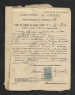 Portugal Timbre Fiscal Liga Dos Combatentes 15$ 1942 Revenue Stamp Militar Exemption - Brieven En Documenten