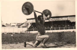 Haltérophilie - Photo Ancienne Originale - Max Heral Né à Montpellier , En Action - Homme Fort Culturisme Sport - Weightlifting