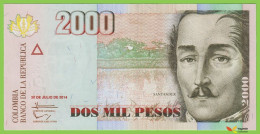 Voyo COLOMBIA 2000 Pesos 2014(2015) P457y B988y UNC - Colombie