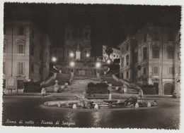 Cartolina Viaggiata Affrancata Roma Di Notte Piazza Di Spagna 1952 Francobollo 10 Lire - Plaatsen & Squares