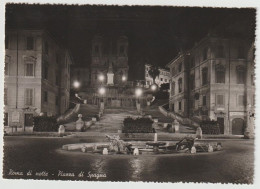 Cartolina Viaggiata Affrancata Roma Di Notte Piazza Di Spagna 1952 Francobollo 10 Lire - Places