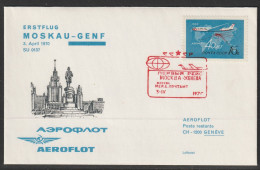 1970, Aeroflot, Erstflug, Moskau/Mockba - Genf - Brieven En Documenten