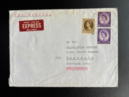 GREAT BRITAIN 1966 EXPRESS LETTER BEARWOOD SMETHWICK TO BAYREUTH GERMANY 15-07-1966 GROOT BRITTANNIE EXPRES - Briefe U. Dokumente