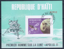 Haiti 1969 Mi# Block 42 Used - Imperf. - Apollo 11 / Space - America Del Nord