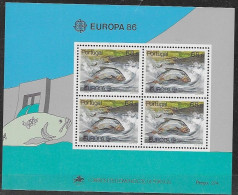 Portugal Mnh ** Cept Europa Sheet 1986 Fish 22 Euros - Blokken & Velletjes