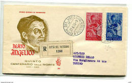 Vaticano FDC Venetia 1955 Beato Angelico  Viaggiata Racc. Per L'Italia - FDC