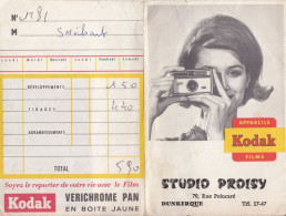 ANCIENNE POCHETTE PHOTO KODAK APPAREILS FILMS - STUDIO PROISY à DUNKERQUE 59 NORD - Autres & Non Classés