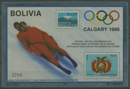 Bolivien 1986 Olympia Winterspiele Calgary Block 156 Zinnfolie Postfri. (C27849) - Bolivien