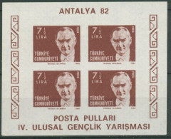 Türkei 1982 Jugend-Briefmarkenausstellung ANATLYA Block 22 B Postfrisch (C6713) - Blocks & Kleinbögen