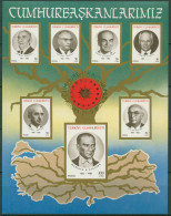 Türkei 1987 Türkische Staatspräsidenten Block 25 Zentral Gestempelt (C6718) - Blocks & Kleinbögen