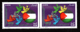 2014- Algérie- Année Internationale De Solidarité.le Peuple Palestinien- Drapeau- Colombe- Paire- Série Compl.1v.MNH** - Palästina