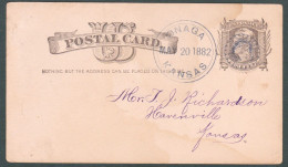 1882 USA UNITED STATES Onaga Kansas To Havenville  Stationery Entier Nenr - ...-1900