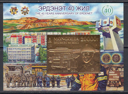 2019 Mongolia ERDENET Mining Truck EMBOSSED GOLD  Souvenir Sheet MNH - Mongolia