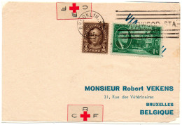 ETATS-UNIS.1946-1960."GIVE FOR RED CROSS FUND". "F.ROOSEVELT(Devant De Lettre) LINCOLN". DEUX LETTRES CROIX-ROUGE - Poststempel