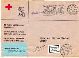 SUISSE.1949.   "SECOURS AUX ENFANTS". LETTRE CROIX-ROUGE.FRANCHISE POSTALE. - Croix-Rouge