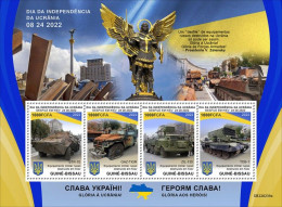 Guinea Bissau 2022, Ukraine Independence Day, Tank, Flag, BF - Militaria