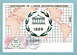Carte Maximum Monaco 1989 - Centenaire De L'union Interparlementaire - YT 1700 - Maximumkarten (MC)