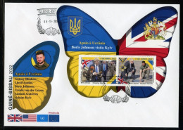 Guinea Bissau 2022, Ukraine Visited By Johnson, Flag, BF In FDC - Vlinders