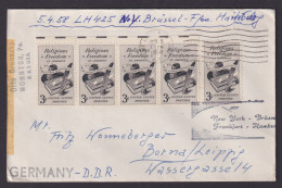 Flugpost Brief Air Mail USA Lufthansa Super Star New York Brüssel Belgien Borna - Briefe U. Dokumente