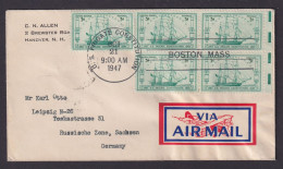 Flugpost Brief Air Mail USA Nette MEF Schiffe Frigatte Constitution Nach Leipzig - Covers & Documents