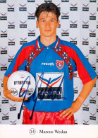 Fußball-Autogrammkarte AK Marcus Wedau KFC Uerdingen 05 95-96 FC Bayer Krefeld Soltau SV Munster RW Essen MSV Duisburg - Handtekening