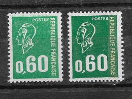 Béquet 0fr60 Typo YT 1814 + D :le Vert Clair + Le Vert Foncé. Pas Courants, Voir Scan. Cotes YT : 0.60 € + 2 € = 2.60 €. - Unused Stamps